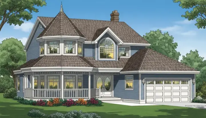 Victorian house plans 35-381 - front exterior, 2,301 sq ft, 4 bed, 2 bath house plans | Monster House Plans