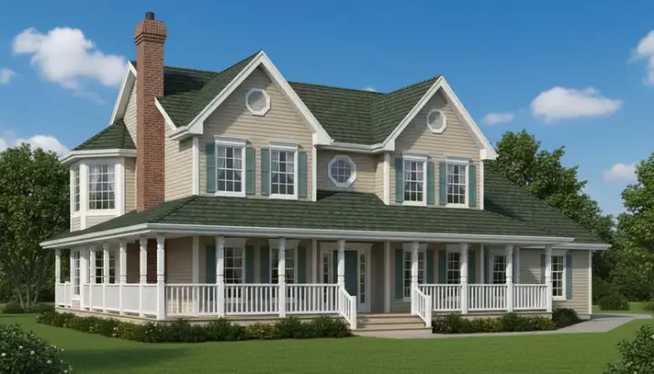 Country house plans 35-383 - front exterior, 2,381 sq ft, 4 bed, 2 bath house plans | Monster House Plans