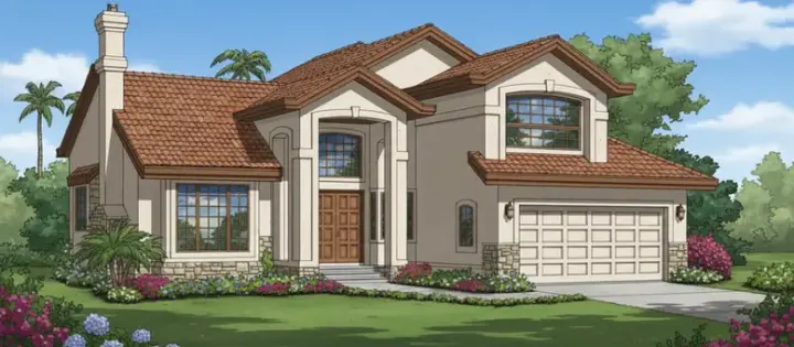 Southwest house plans 35-384 - front exterior, 2,708 sq ft, 3 bed, 3 bath house plans | Monster House Plans
