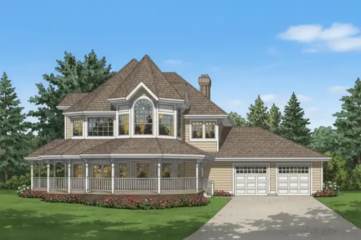 Victorian house plans 35-389 - front exterior, 2,459 sq ft, 4 bed, 2 bath house plans | Monster House Plans