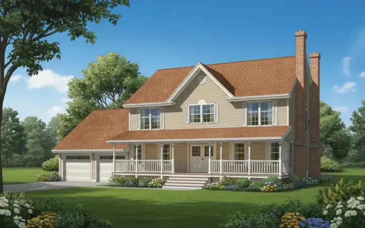 Farmhouse house plans 35-390 - front exterior, 2,446 sq ft, 4 bed, 2 bath house plans | Monster House Plans