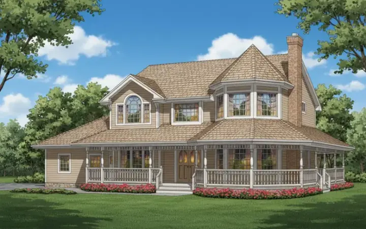 Victorian house plans 35-395 - front exterior, 2,516 sq ft, 4 bed, 2 bath house plans | Monster House Plans