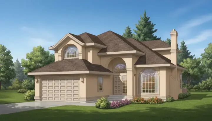 Southwest house plans 35-397 - front exterior, 2,539 sq ft, 4 bed, 3 bath house plans | Monster House Plans