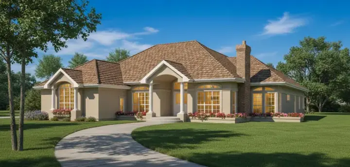 Sunbelt house plans 35-400 - front exterior, 2,657 sq ft, 3 bed, 3 bath house plans | Monster House Plans
