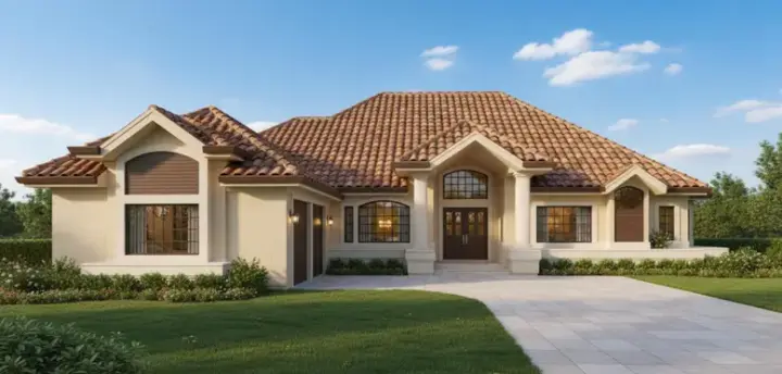 Sunbelt house plans 35-401 - front exterior, 2,761 sq ft, 3 bed, 3 bath house plans | Monster House Plans