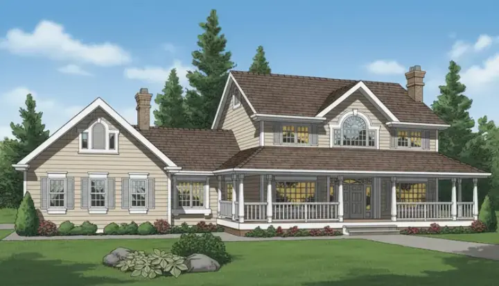 Farmhouse house plans 35-402 - front exterior, 2,797 sq ft, 4 bed, 3 bath house plans | Monster House Plans