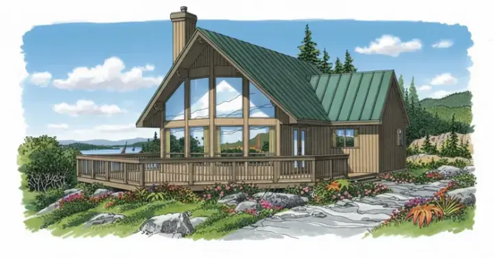 Contemporary house plans 35-407 - front exterior, 1,256 sq ft, 3 bed, 1 bath house plans | Monster House Plans