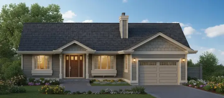 Traditional house plans 35-408 - front exterior, 1,296 sq ft, 3 bed, 1 bath house plans | Monster House Plans