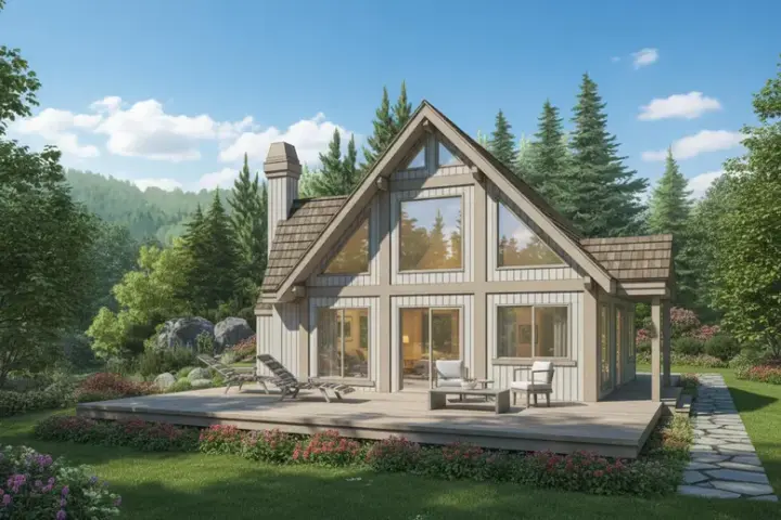 Contemporary house plans 35-411 - front exterior, 1,140 sq ft, 3 bed, 1 bath house plans | Monster House Plans