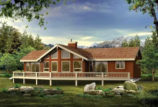 Contemporary house plans 35-412 - front exterior, 1,230 sq ft, 3 bed, 2 bath house plans | Monster House Plans