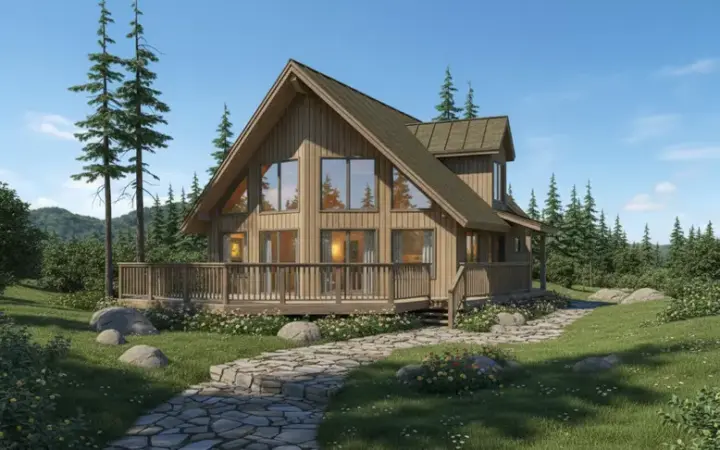 Contemporary house plans 35-413 - front exterior, 1,543 sq ft, 3 bed, 2 bath house plans | Monster House Plans