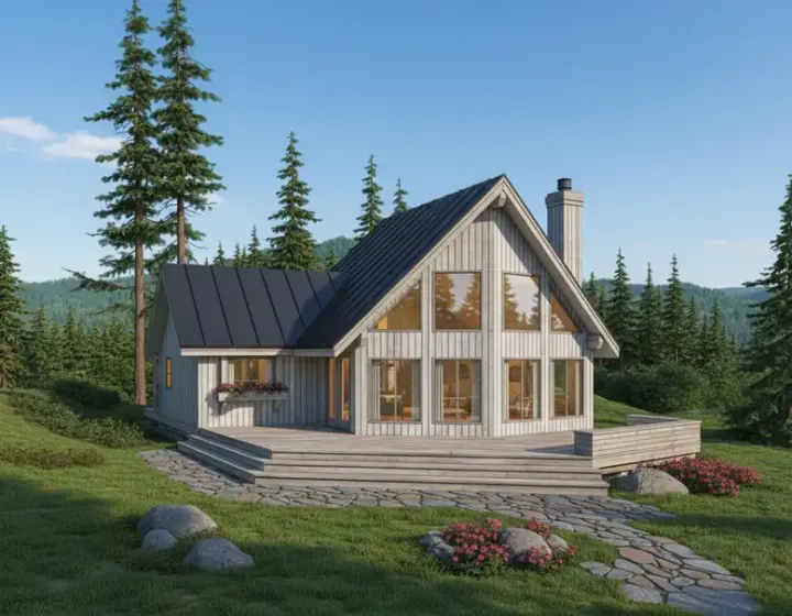 Contemporary house plans 35-420 - front exterior, 1,427 sq ft, 3 bed, 2 bath house plans | Monster House Plans
