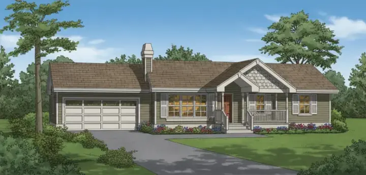Craftsman house plans 35-423 - front exterior, 1,092 sq ft, 3 bed, 1 bath house plans | Monster House Plans