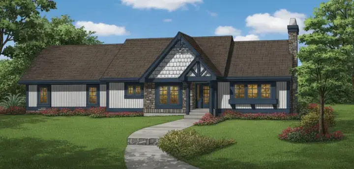 Country house plans 35-425 - front exterior, 1,282 sq ft, 3 bed, 2 bath house plans | Monster House Plans