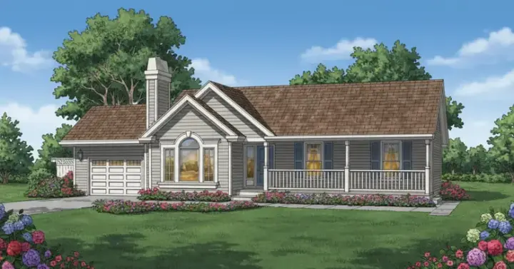 Country house plans 35-430 - front exterior, 1,428 sq ft, 3 bed, 2 bath house plans | Monster House Plans