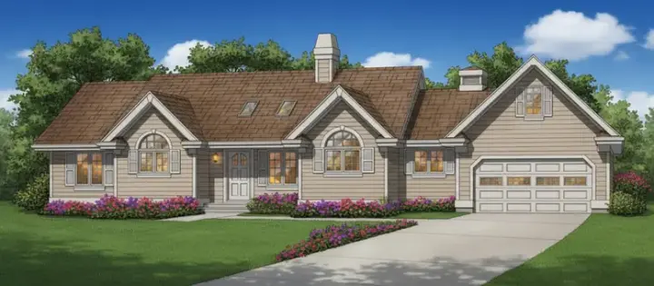 Traditional house plans 35-431 - front exterior, 1,577 sq ft, 3 bed, 2 bath house plans | Monster House Plans