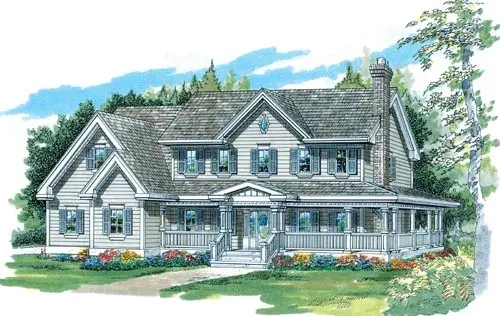 Farmhouse house plans 35-435 - front exterior, 2,552 sq ft, 4 bed, 2 bath house plans | Monster House Plans