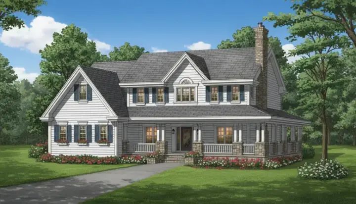 Farmhouse house plans 35-437 - front exterior, 2,858 sq ft, 4 bed, 2 bath house plans | Monster House Plans