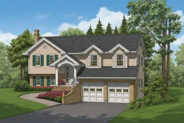 Traditional house plans 35-443 - front exterior, 1,363 sq ft, 3 bed, 2 bath house plans | Monster House Plans