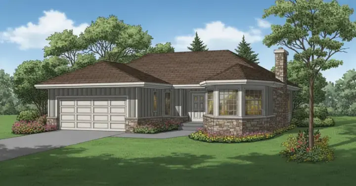 Traditional house plans 35-445 - front exterior, 1,486 sq ft, 3 bed, 2 bath house plans | Monster House Plans