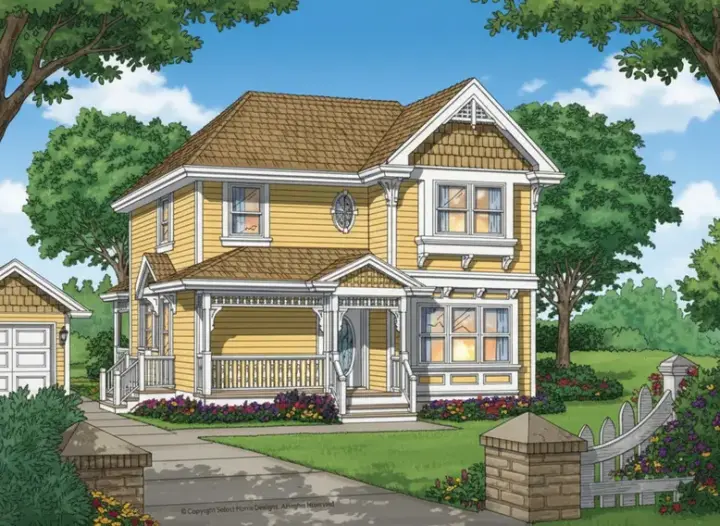 Victorian house plans 35-447 - front exterior, 1,681 sq ft, 3 bed, 2 bath house plans | Monster House Plans