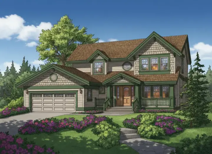 Craftsman house plans 35-455 - front exterior, 2,116 sq ft, 4 bed, 2 bath house plans | Monster House Plans