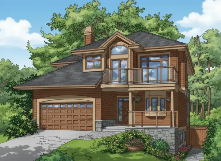 Contemporary house plans 35-456 - front exterior, 2,163 sq ft, 3 bed, 2 bath house plans | Monster House Plans