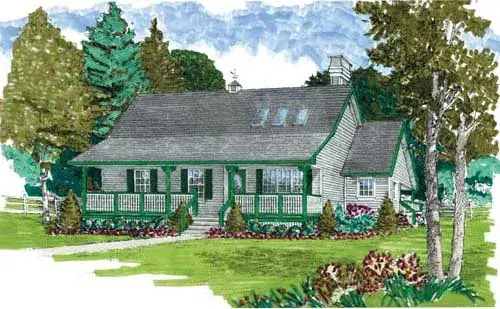 Farmhouse house plans 35-459 - front exterior, 1,298 sq ft, 3 bed, 2 bath house plans | Monster House Plans