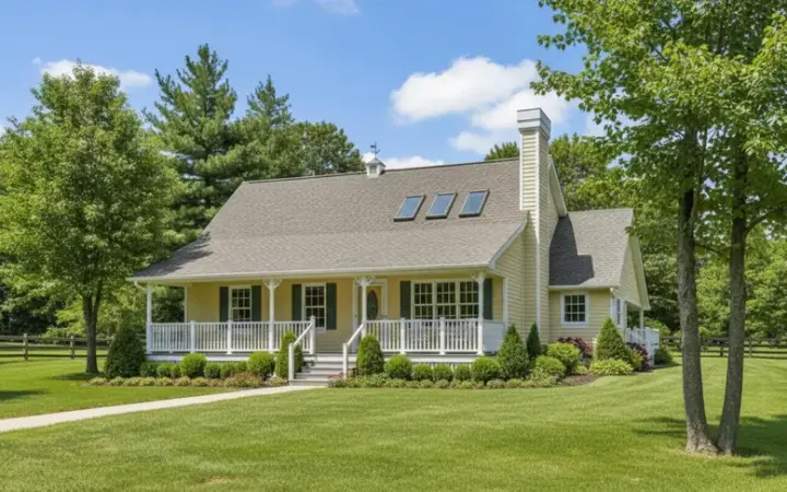 Farmhouse house plans 35-460 - front exterior, 1,455 sq ft, 3 bed, 2 bath house plans | Monster House Plans