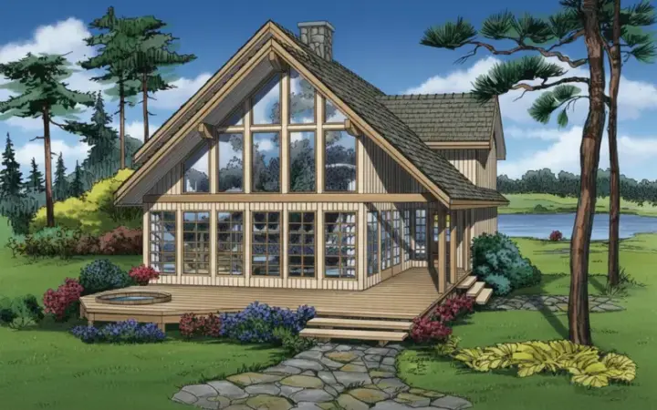 Contemporary house plans 35-472 - front exterior, 1,795 sq ft, 3 bed, 2 bath house plans | Monster House Plans