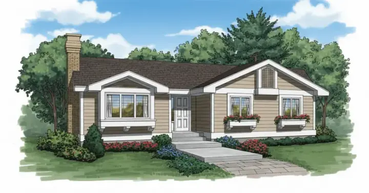 Traditional house plans 35-473 - front exterior, 1,253 sq ft, 3 bed, 1 bath house plans | Monster House Plans