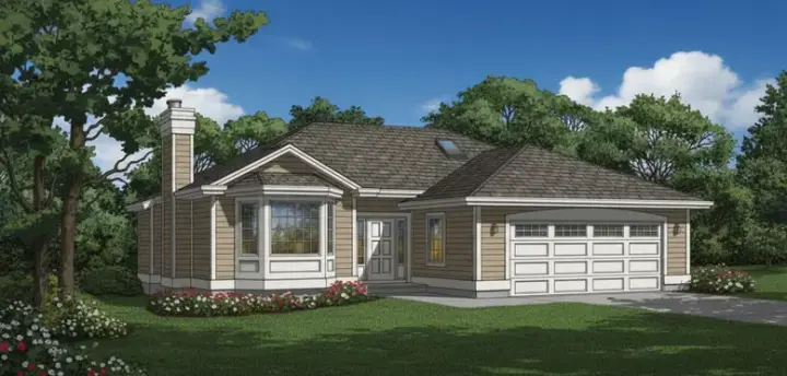 Traditional house plans 35-475 - front exterior, 1,253 sq ft, 3 bed, 2 bath house plans | Monster House Plans