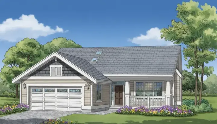 Craftsman house plans 35-476 - front exterior, 1,260 sq ft, 3 bed, 2 bath house plans | Monster House Plans