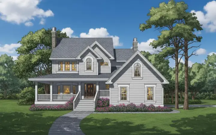 Country house plans 35-493 - front exterior, 1,924 sq ft, 3 bed, 2 bath house plans | Monster House Plans