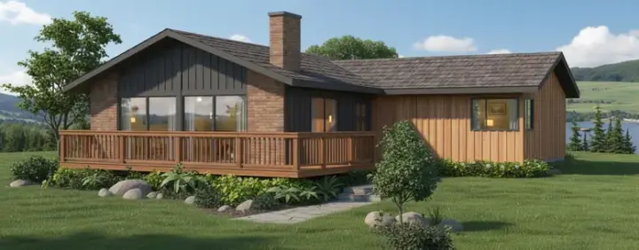 Contemporary house plans 35-500 - front exterior, 1,244 sq ft, 3 bed, 1 bath house plans | Monster House Plans