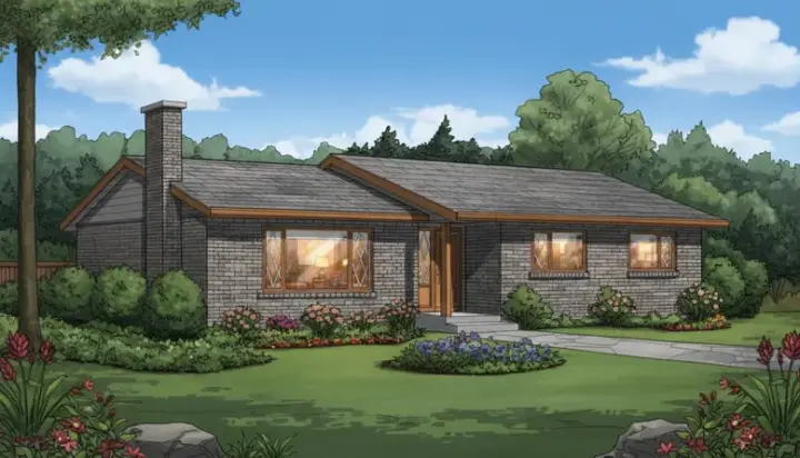 Ranch house plans 35-515 - front exterior, 1,248 sq ft, 3 bed, 1 bath house plans | Monster House Plans