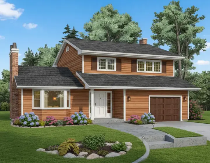 Traditional house plans 35-517 - front exterior, 1,534 sq ft, 3 bed, 1 bath house plans | Monster House Plans
