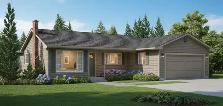 Traditional house plans 35-519 - front exterior, 1,388 sq ft, 3 bed, 2 bath house plans | Monster House Plans