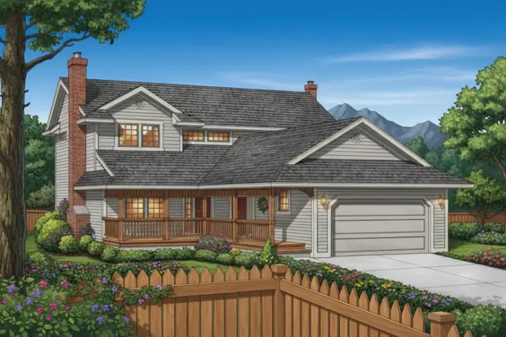 Traditional house plans 35-520 - front exterior, 1,920 sq ft, 3 bed, 2 bath house plans | Monster House Plans