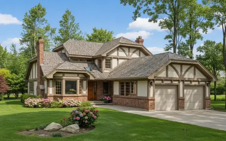 Tudor house plans 35-524 - front exterior, 2,453 sq ft, 4 bed, 2 bath house plans | Monster House Plans