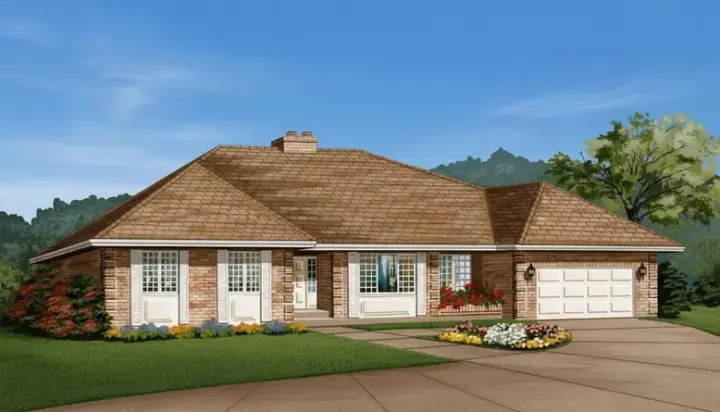 Traditional house plans 35-531 - front exterior, 2,042 sq ft, 3 bed, 2 bath house plans | Monster House Plans