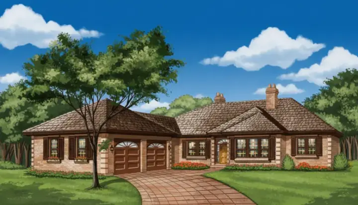 Traditional house plans 35-541 - front exterior, 1,937 sq ft, 3 bed, 2 bath house plans | Monster House Plans