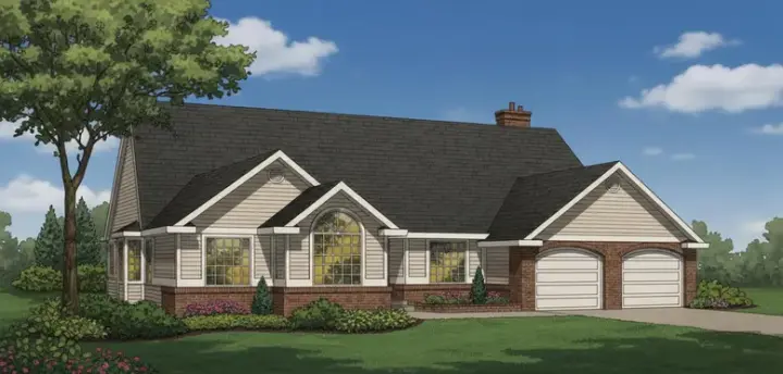 Traditional house plans 35-561 - front exterior, 2,058 sq ft, 3 bed, 2 bath house plans | Monster House Plans