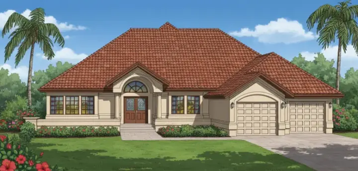 Sunbelt house plans 35-562 - front exterior, 2,471 sq ft, 3 bed, 2 bath house plans | Monster House Plans
