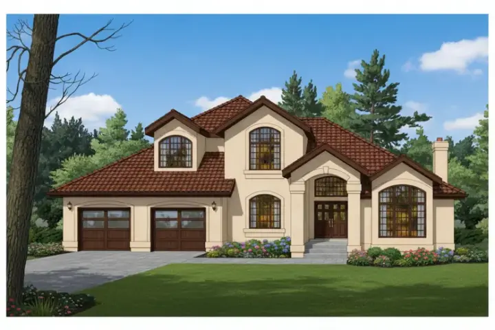 Traditional house plans 35-563 - front exterior, 2,669 sq ft, 3 bed, 3 bath house plans | Monster House Plans