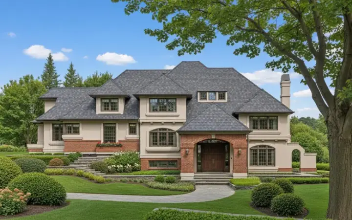 European house plans 35-570 - front exterior, 4,235 sq ft, 4 bed, 4 bath house plans | Monster House Plans