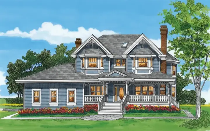 Country house plans 35-582 - front exterior, 2,533 sq ft, 4 bed, 2 bath house plans | Monster House Plans