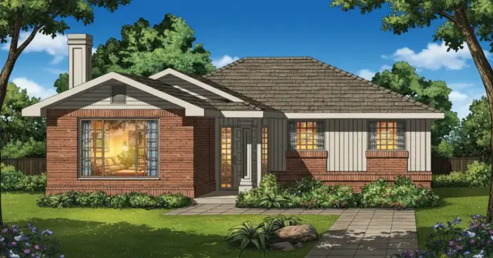 Traditional house plans 35-596 - front exterior, 1,434 sq ft, 3 bed, 2 bath house plans | Monster House Plans