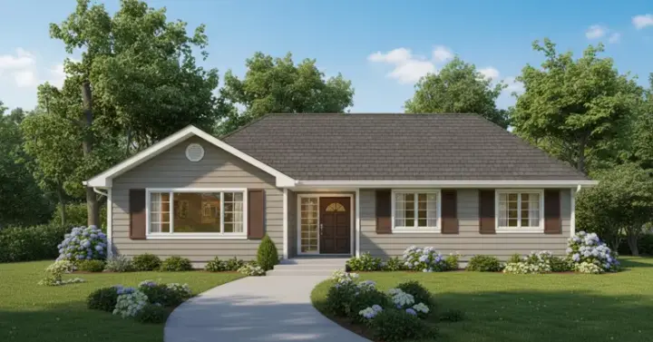 Traditional house plans 35-597 - front exterior, 1,484 sq ft, 3 bed, 2 bath house plans | Monster House Plans