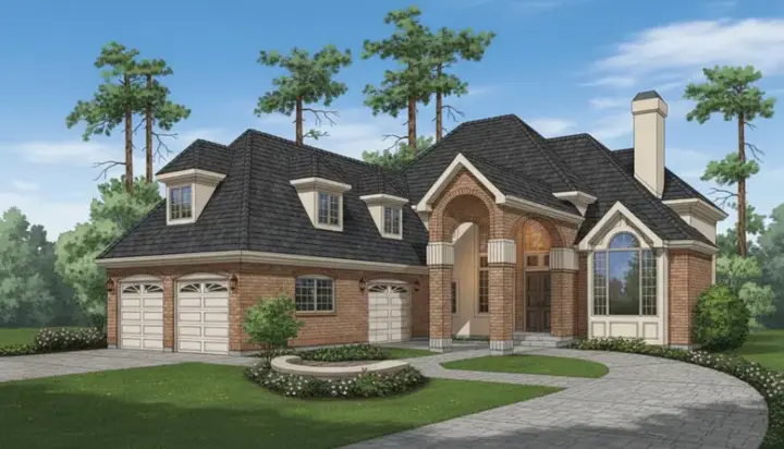 Traditional house plans 35-603 - front exterior, 3,567 sq ft, 3 bed, 3 bath house plans | Monster House Plans